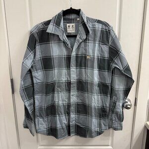 Burberry London Blue Plaid Button Down Shirt Size Large